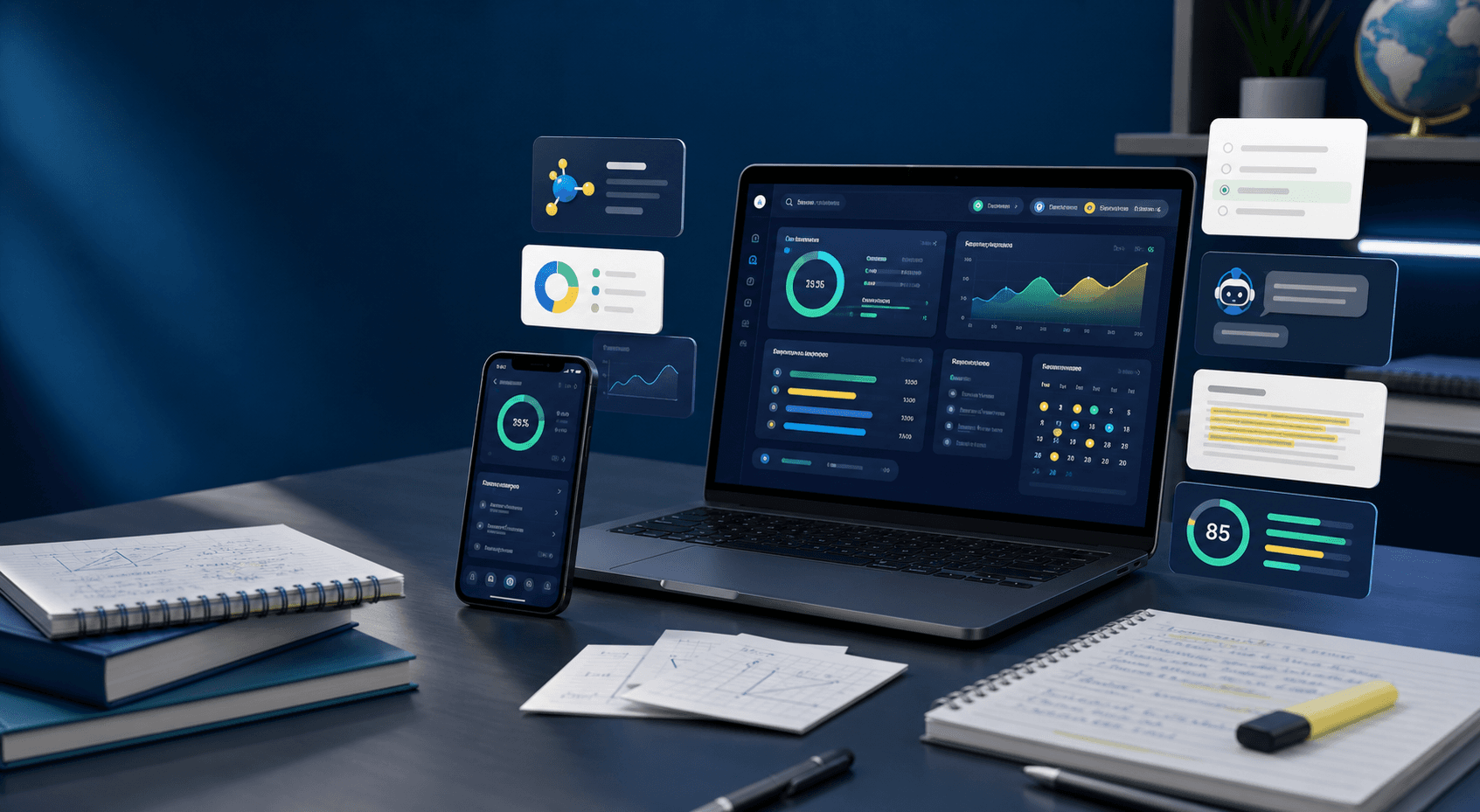 Tela do ENEM UP com dashboard e fluxo de estudos